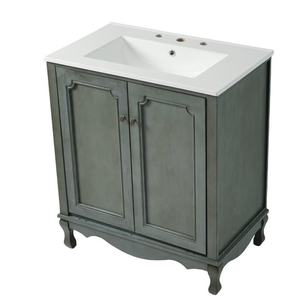 gdf studio Madhubanira Vintage Bathroom Vanity with Rectangle Ceramic Sink