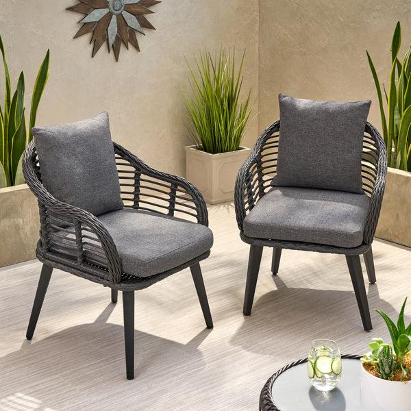 Gdf Studio Madison Outdoor Wicker Club Chairs With Cushions (Set Of 2)