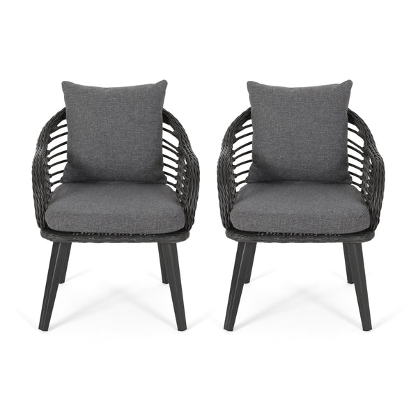 gdf studio Madison Outdoor Wicker Club Chairs with Cushions (Set of 2)