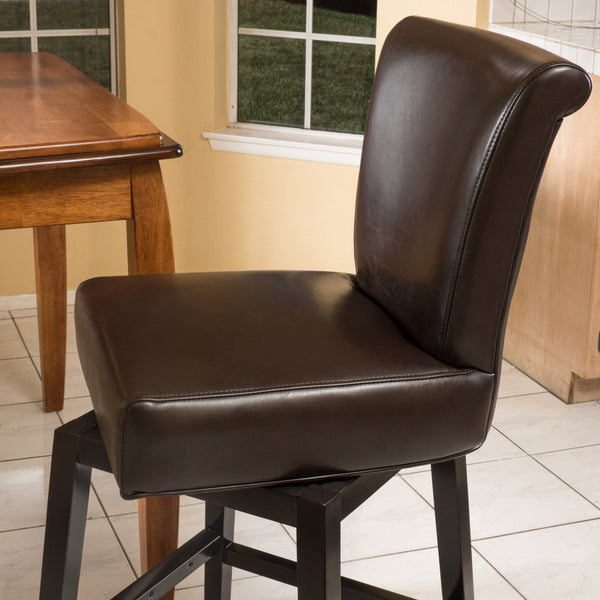 Gdf Studio Madoc Brown Leather 31-Inch Swivel Barstool