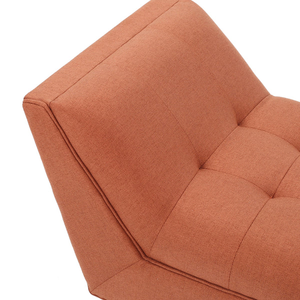 Gdf Studio Madrid Mid-Century Modern Tufted Fabric Ottoman Bench With Tapered Legs