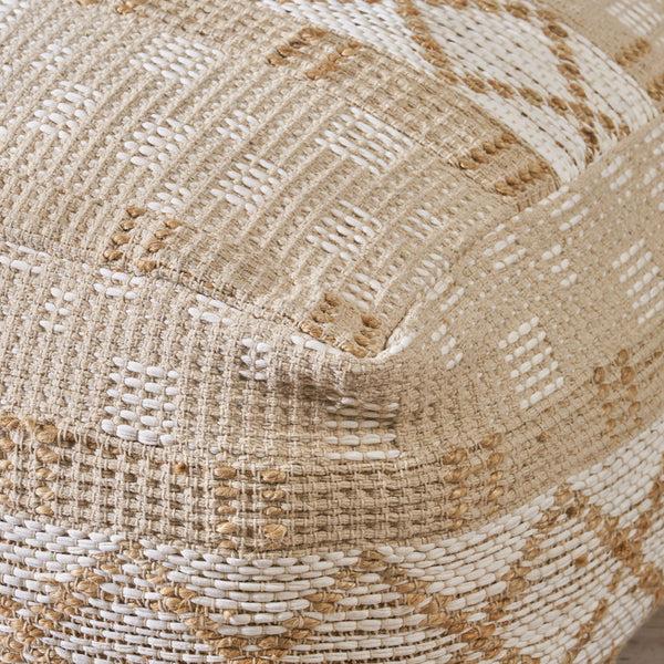 Gdf Studio Mag Large Square Casual Pouf Boho Ivory Chindi And Hemp