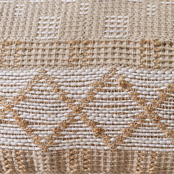 Gdf Studio Mag Large Square Casual Pouf Boho Ivory Chindi And Hemp