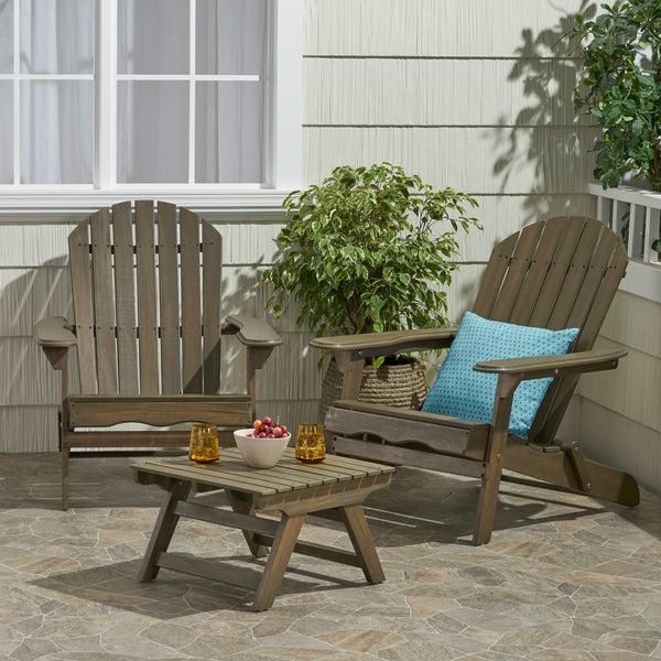 Gdf Studio Magnolia Outdoor Acacia Wood 2 Seater Chat Set With Side Table