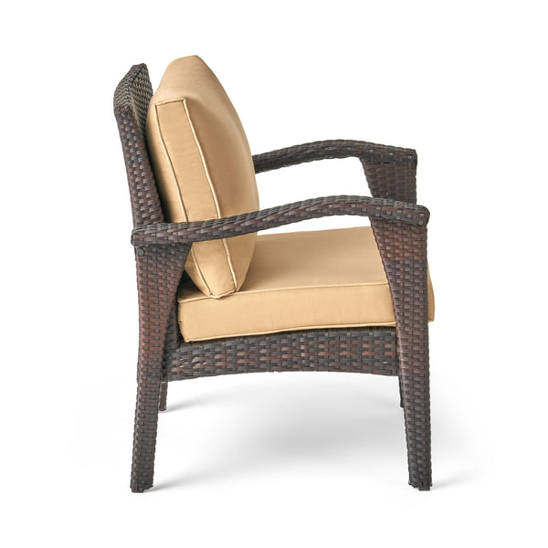 Gdf Studio Mahala Outdoor 4 Club Chair Chat Set With Fire Pit