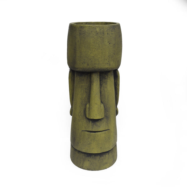 gdf studio Major Outdoor Easter Island Tiki Urn Antique Green Finish