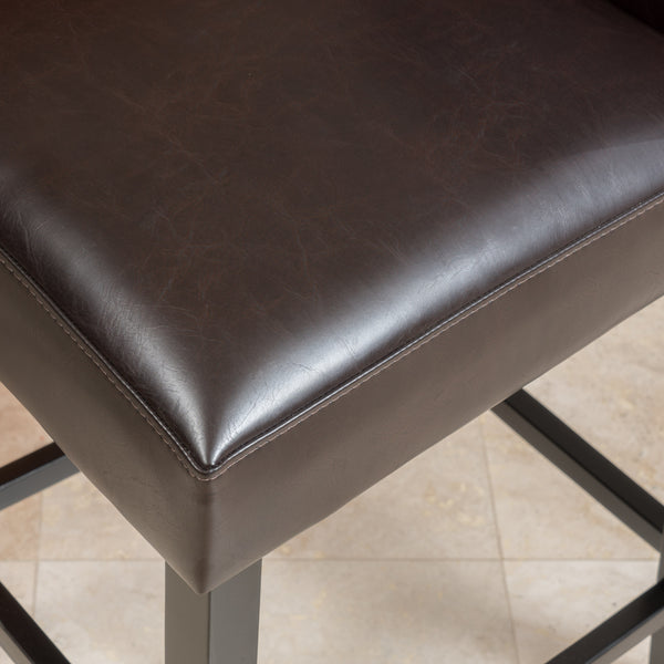 Gdf Studio Maksman 27-Inch Brown Leather Counter Stools (Set Of 2)