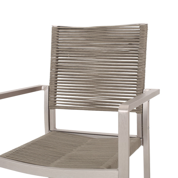 Gdf Studio Makyla Outdoor Modern 6 Seater Aluminum Dining Set With Faux Wood Table Top