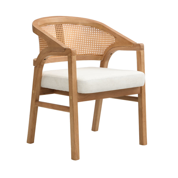 Gdf Studio Malaneta Wooden Frame Dining Chair With Rattan Back Set Of 2