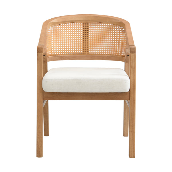 Gdf Studio Malaneta Wooden Frame Dining Chair With Rattan Back Set Of 2