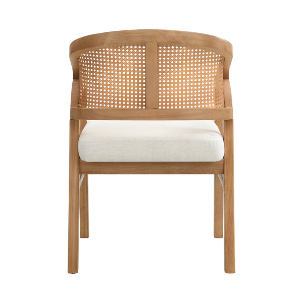 Gdf Studio Malaneta Wooden Frame Dining Chair With Rattan Back Set Of 2
