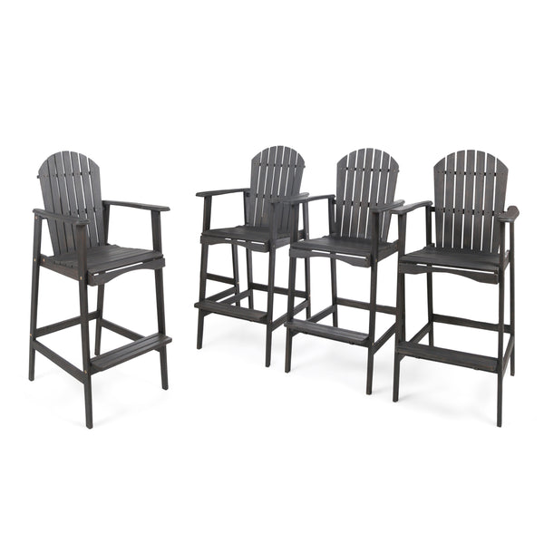Gdf Studio Malibu Outdoor Finished Acacia Wood Adirondack Barstools