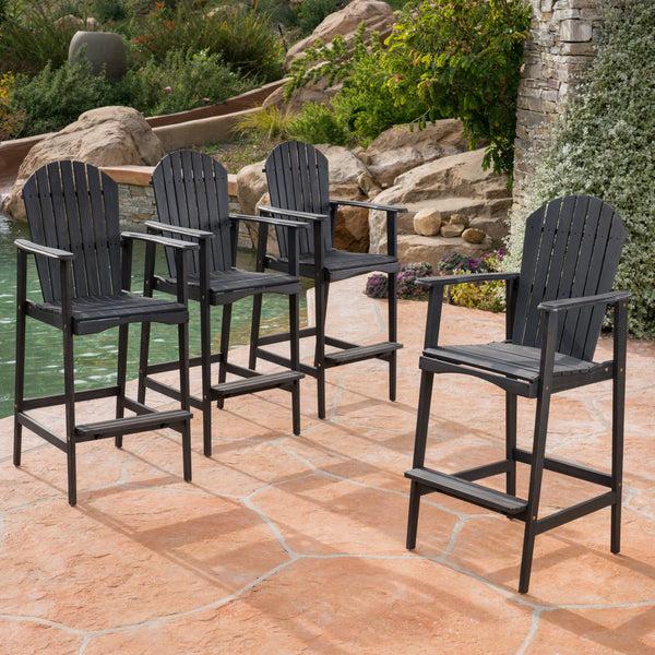 Gdf Studio Malibu Outdoor Finished Acacia Wood Adirondack Barstools