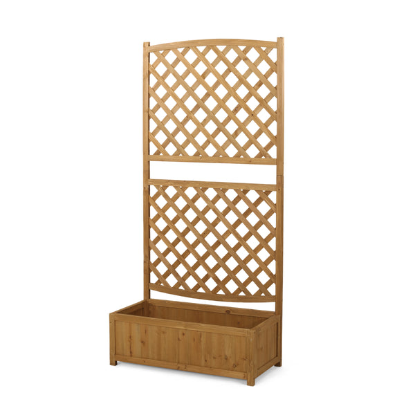 gdf studio Mallett Traditional Rectangular Firwood Planter Box with Trellis