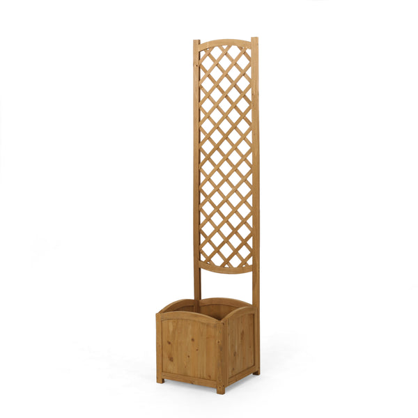 gdf studio Mallett Traditional Square Firwood Planter Box with Trellis