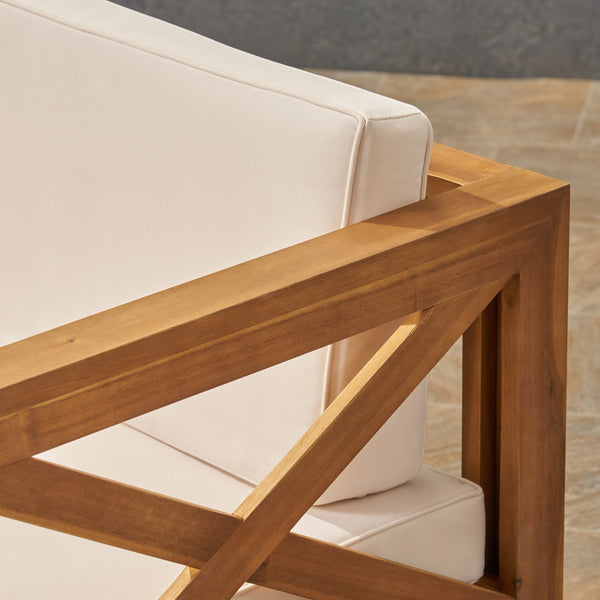 Gdf Studio Mamie Outdoor Acacia Wood 5 Piece Sofa Set