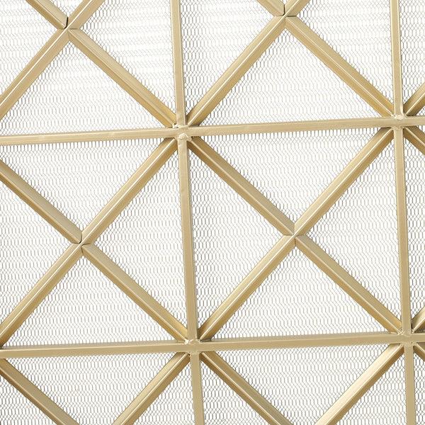 Gdf Studio Mandralla Modern 3-Panel Iron Fireplace Screen With Cross Hatch Pattern