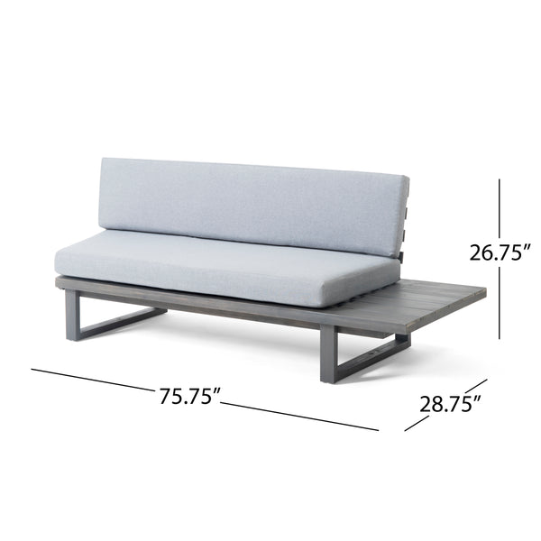 Gdf Studio Manna Outdoor Acacia Wood 5 Seater Sectional Sofa Set With Water-Resistant Cushions