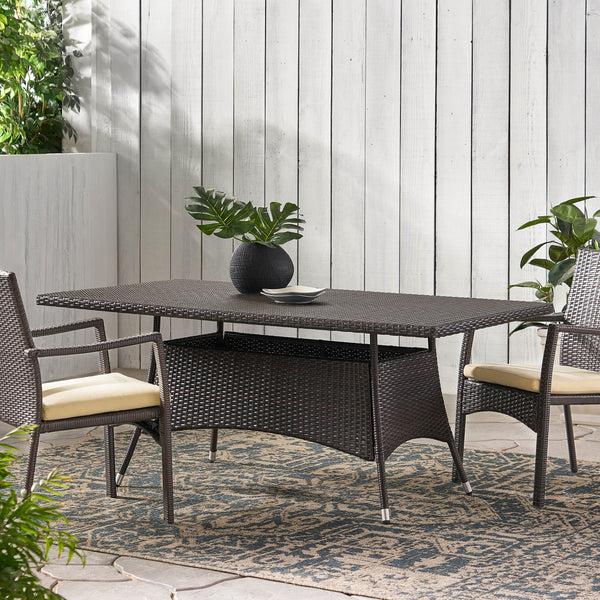 gdf studio Manteo Rectangular Outdoor Wicker Dining Table