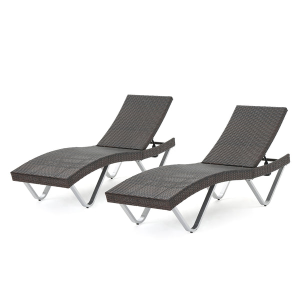 Gdf Studio Manuela Outdoor Brown Wicker Aluminum Chaise Lounge Chair