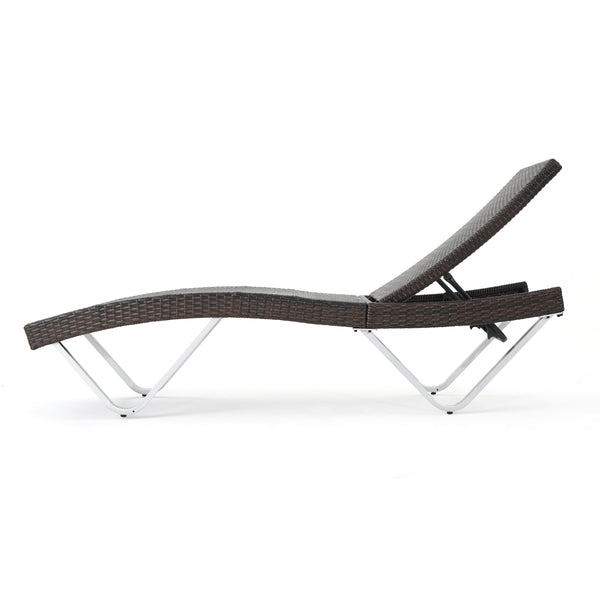 Gdf Studio Manuela Outdoor Multi Brown Wicker Chaise Lounge With Table