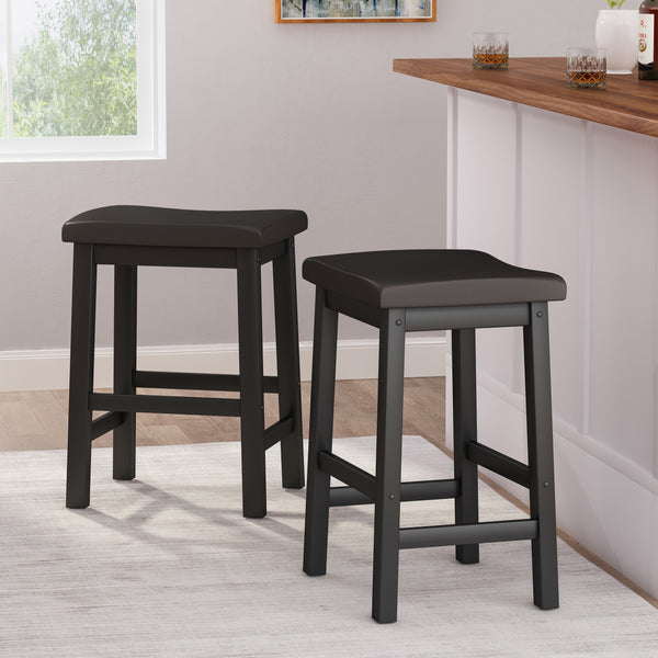 Gdf Studio Marcy Black Saddle Wood 24-Inch Counter Stool (Set Of 2)