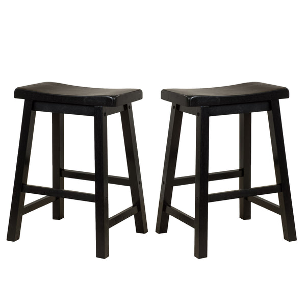 gdf studio Marcy Black Saddle Wood 24-Inch Counter Stool (Set of 2)
