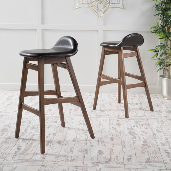 Gdf Studio Margaret Dark Brown Leather/ Walnut Finish 30-Inch Bar Stool (Set Of 2)