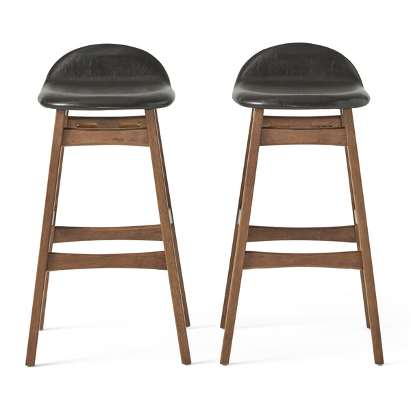 gdf studio Margaret Dark Brown Leather/ Walnut Finish 30-Inch Bar Stool (Set of 2)