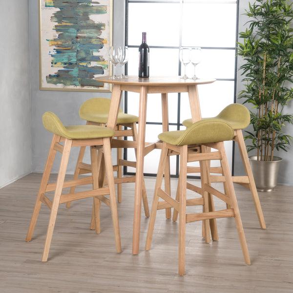 Gdf Studio Margaret Wood Finish Circular 5 Piece Bar Height Dining Set