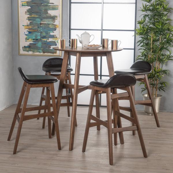 Gdf Studio Margaret Wood Finish Circular 5 Piece Bar Height Dining Set