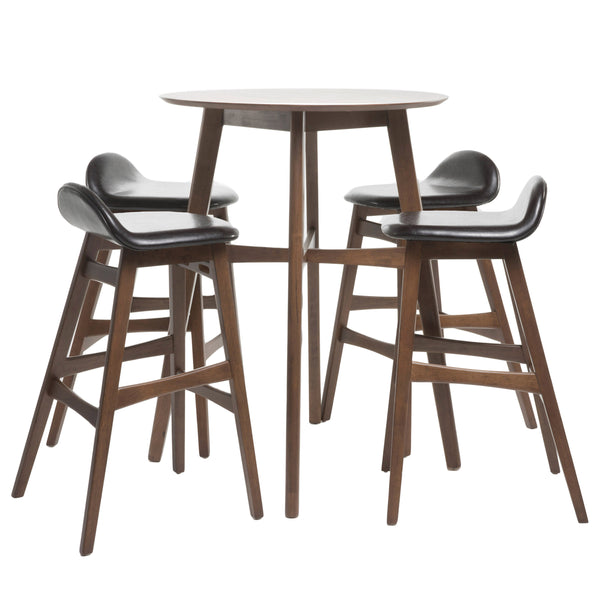 gdf studio Margaret Wood Finish Circular 5 Piece Bar Height Dining Set