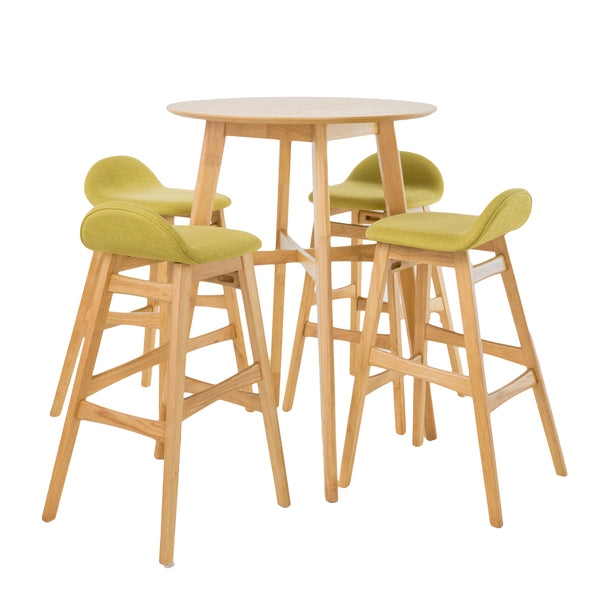 gdf studio Margaret Wood Finish Circular 5 Piece Bar Height Dining Set