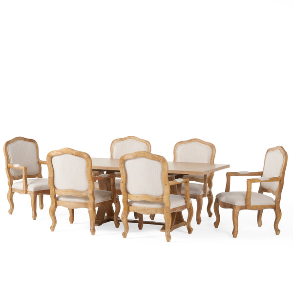 Gdf Studio Maria French Country Wood 7-Piece Expandable Dining Set