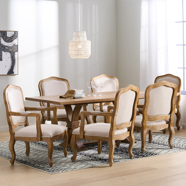 gdf studio Maria French Country Wood 7-Piece Expandable Dining Set