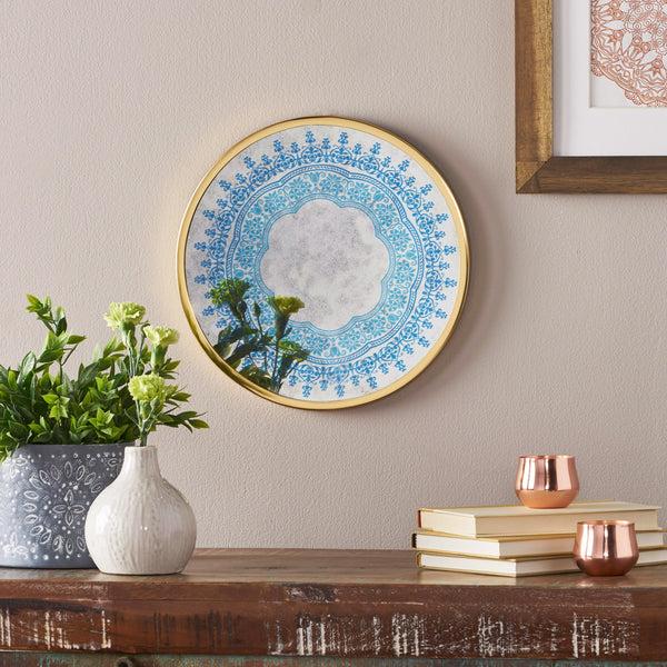 gdf studio Marian Oriental Round Tempered Glass Wall Accessory