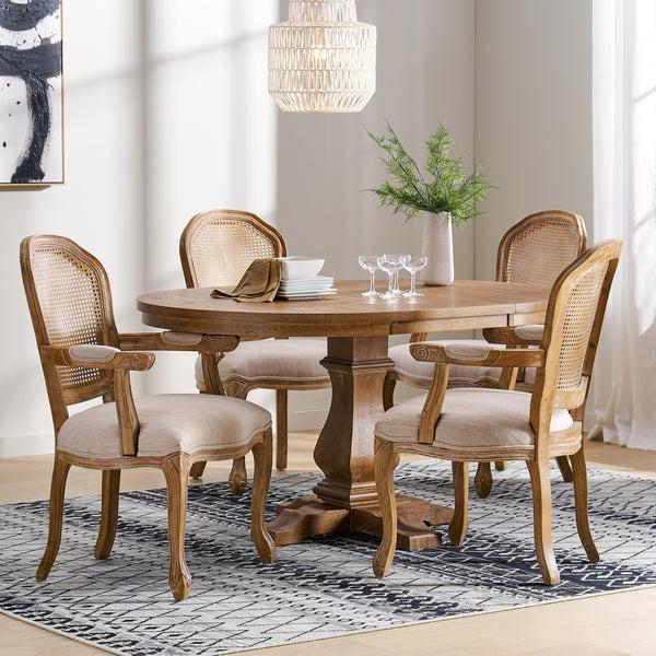 Gdf Studio Mariette French Country Wood And Cane 5 Piece Expandable Oval Dining Set
