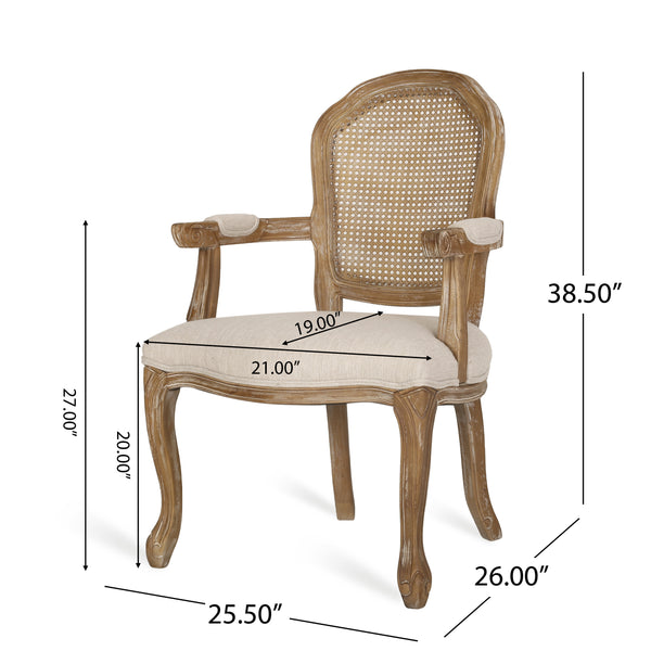 Gdf Studio Mariette French Country Wood And Cane Upholstered Dining Chair Set Of 4
