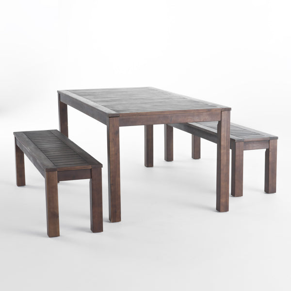gdf studio Marin Rustic Outdoor Slat Dark Brown Acacia Wood Picnic Set