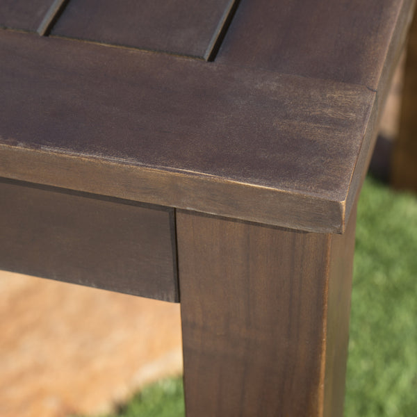 Gdf Studio Marin Rustic Outdoor Slatted Dark Brown Acacia Wood Dining Table