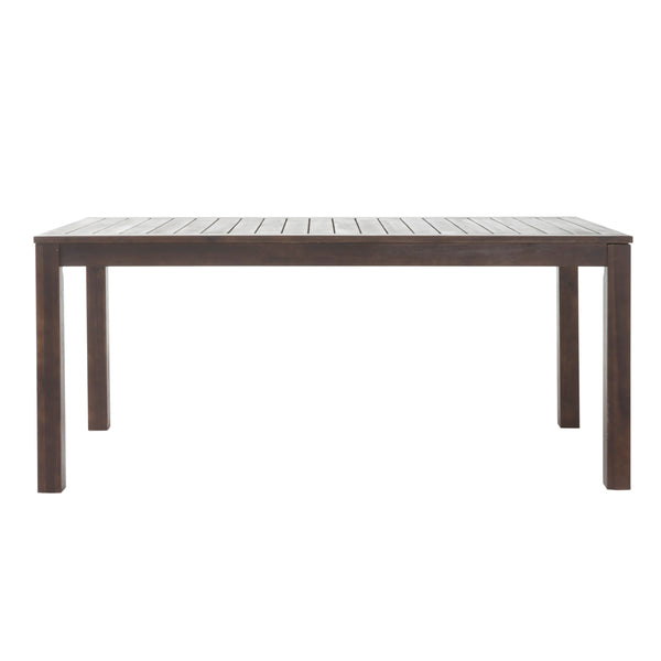 gdf studio Marin Rustic Outdoor Slatted Dark Brown Acacia Wood Dining Table