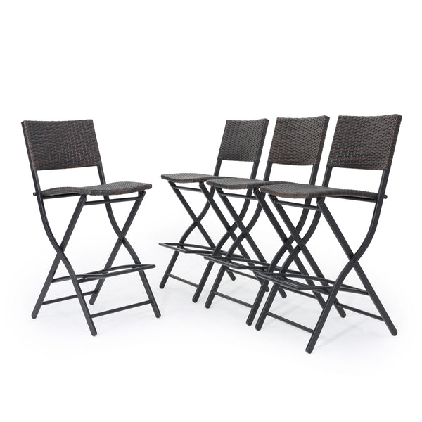 gdf studio Marinelli Outdoor Multibrown Wicker 28-Inch Barstools (Set of 4)
