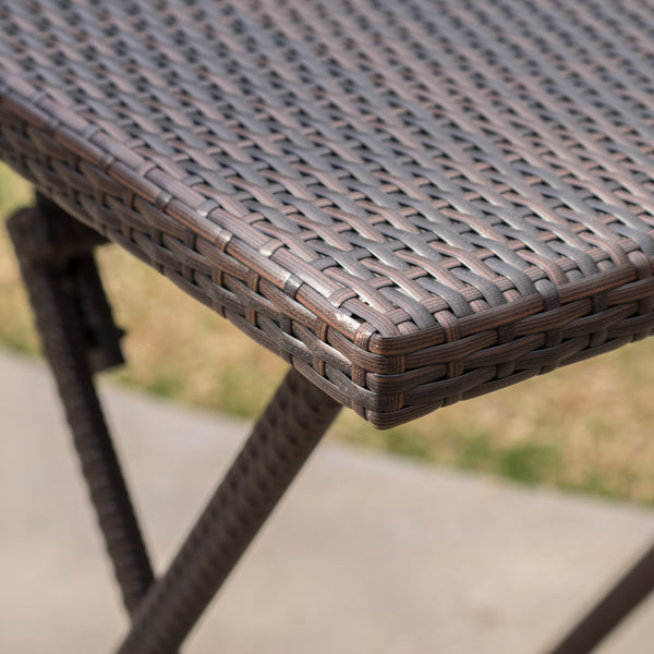 Gdf Studio Marinelli Outdoor Multibrown Wicker 3 Piece Bar Set