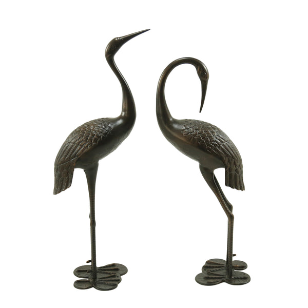 gdf studio Mark Outdoor Dark Bronze Aluminum Crane/Heron Statues (Set of 2)