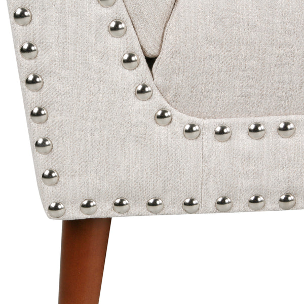 Gdf Studio Marla Mid-Century Modern High Back Fabric Settee With Nailhead Trim
