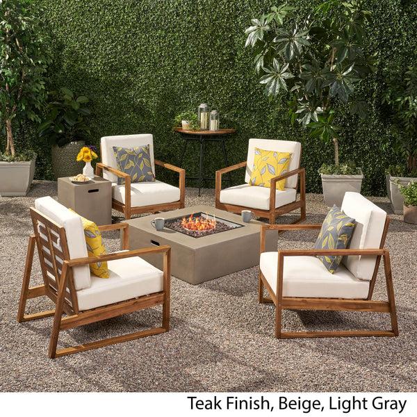 Gdf Studio Marlee Outdoor 4 Seater Chat Set With Fire Pit
