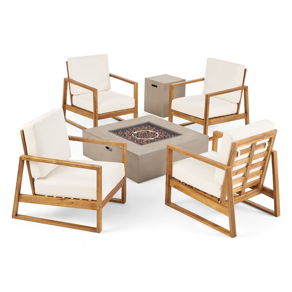 gdf studio Marlee Outdoor 4 Seater Chat Set with Fire Pit