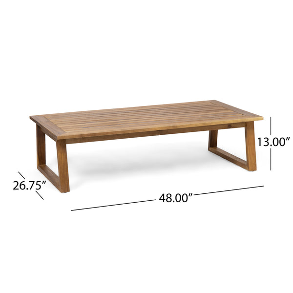 Gdf Studio Marlee Outdoor Acacia Wood 4 Seater Chat Set With Coffee Table