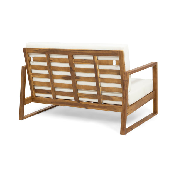 Gdf Studio Marlee Outdoor Acacia Wood Chat Set With Coffee Table