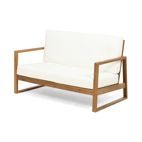 Gdf Studio Marlee Outdoor Acacia Wood Chat Set With Coffee Table